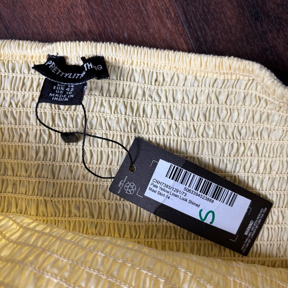 Pretty little thing plt yellow shirred smocked waist maxi skirt size 14 - Picture 5 of 6